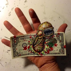 des-dessins-sur-de-billets-de-1-dollar-en-3d-par-Donovan-Clark-alien