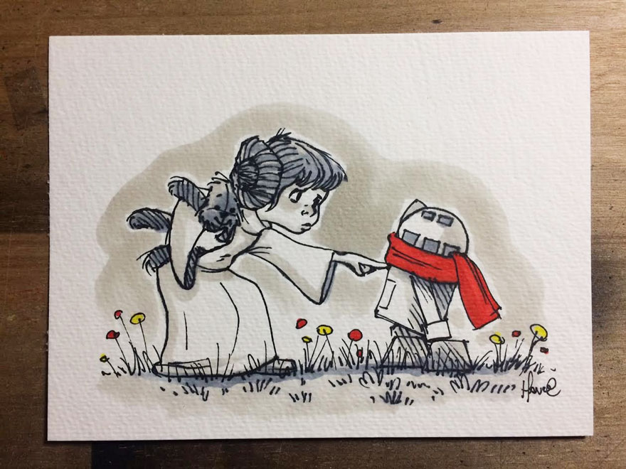 les personnages star wars version winnie lourson par james hance