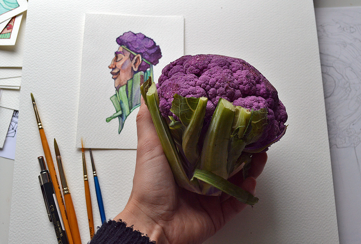 des-fruits-en-personnages-par-Marija-Tiurina-2-chou-fleur-violet