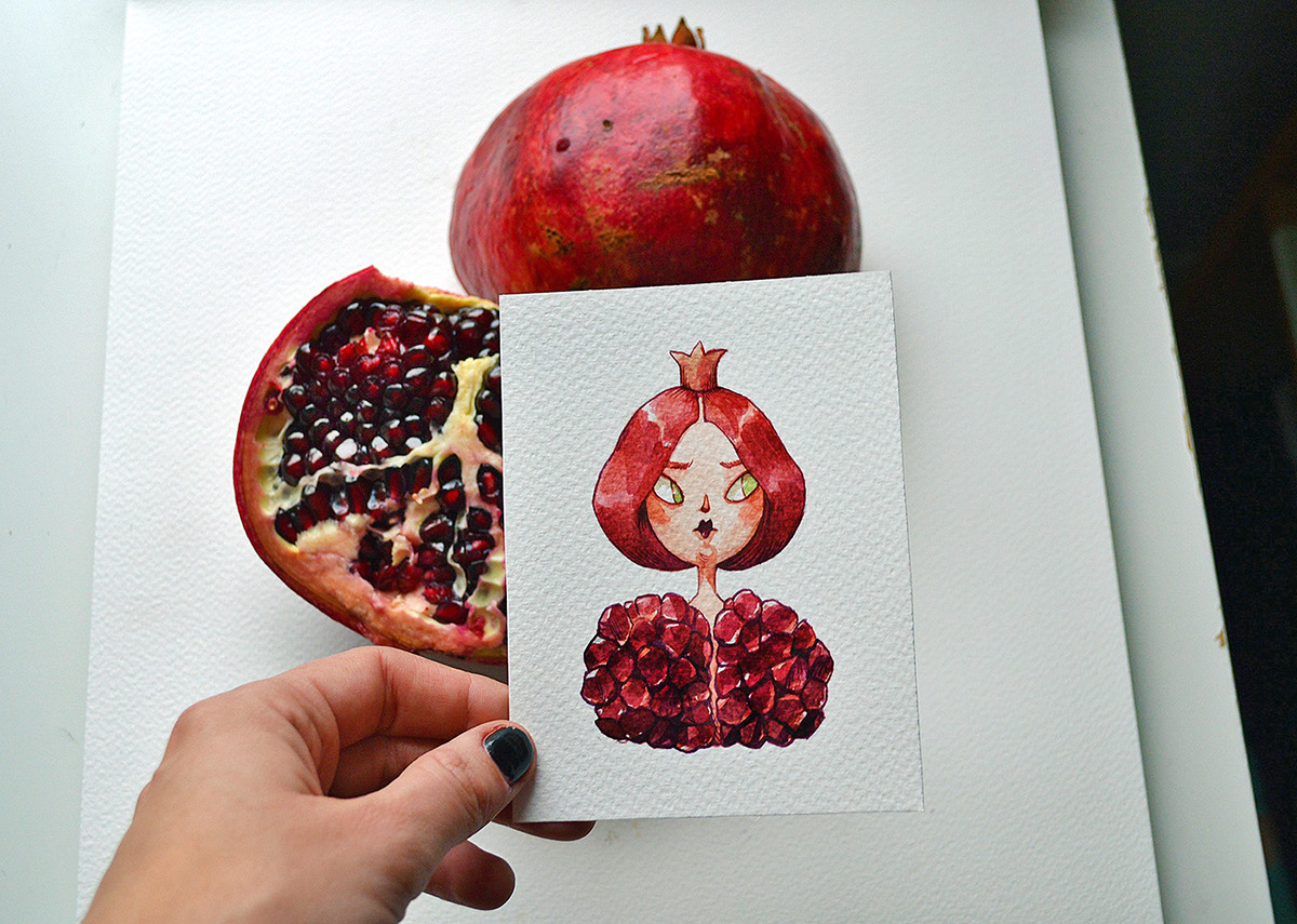 des-fruits-en-personnages-par-Marija-Tiurina-3-grenade