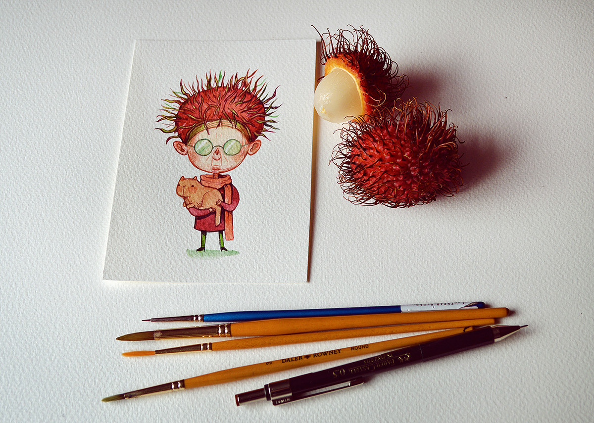 des-fruits-en-personnages-par-Marija-Tiurina-6-ramboutan