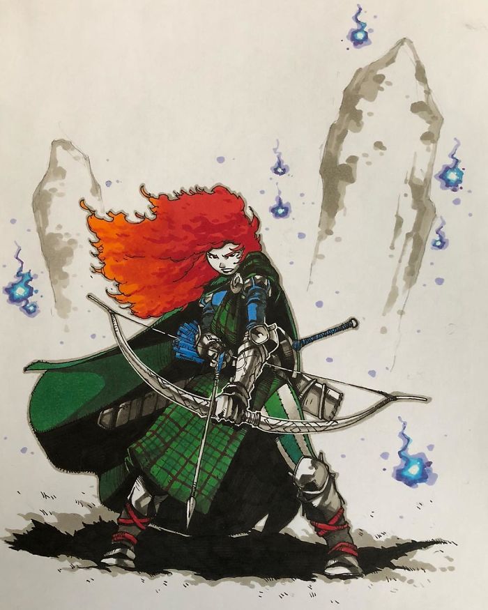 des-princesses-Disney-en-combattantes-par-Artemii-Myasnikov-7-merida