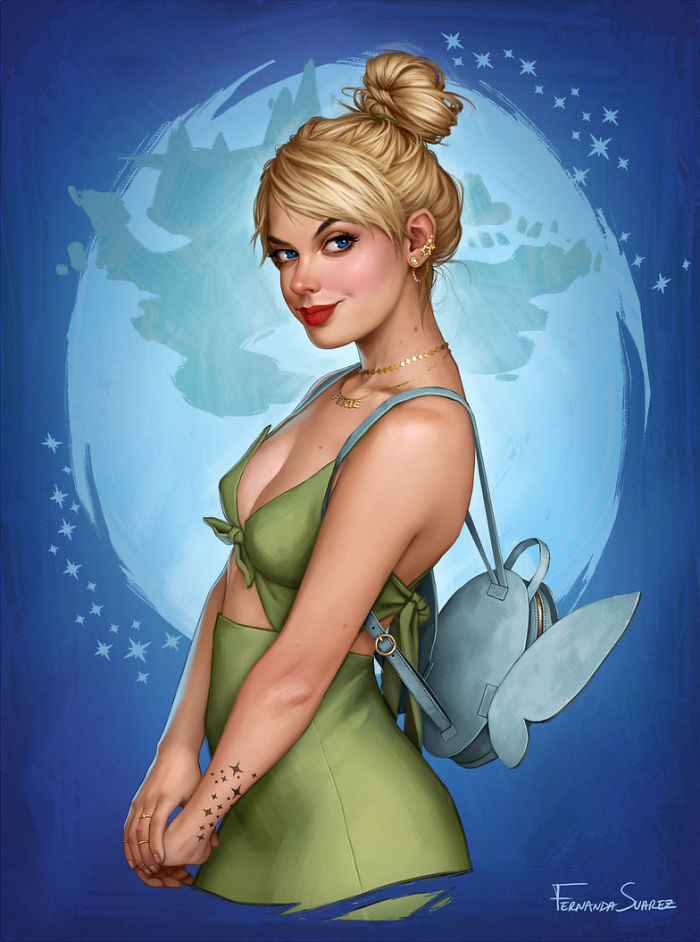 Des-personnages-Disney-comme-s-ils-vivaient-en-2018-par-Fernanda-Suarez-4-clochette