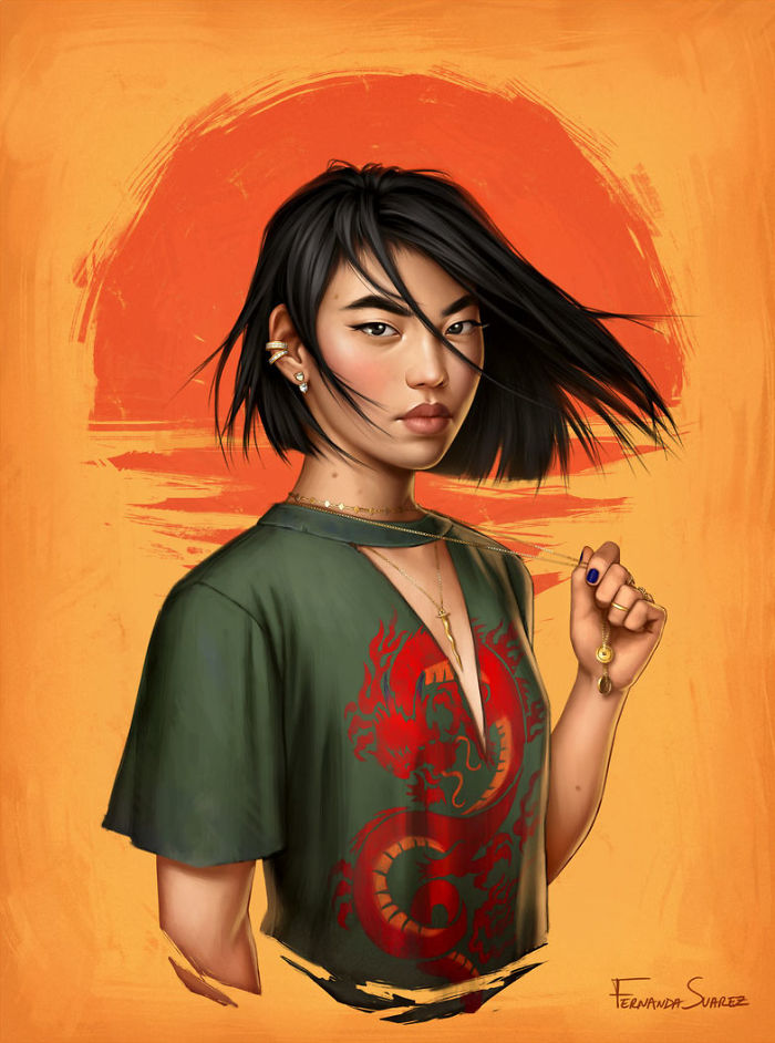 Des-personnages-Disney-comme-s-ils-vivaient-en-2018-par-Fernanda-Suarez-5-mulan