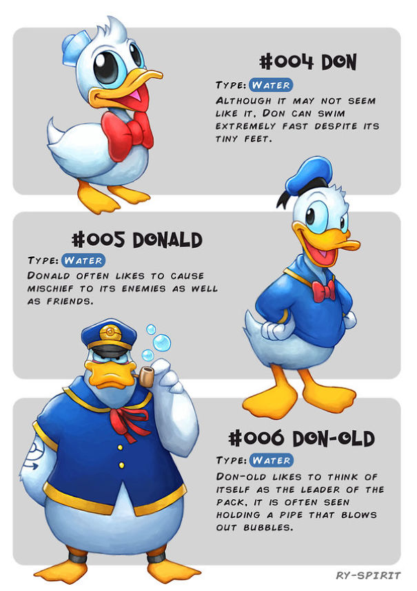 Les-evolutions-Pokemon-de-personnages-Disney-par-Ry-Spirit-7-donald