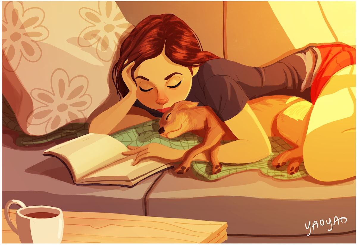 De-nouvelles-illustrations-de-la-vie-avec-son-chien-par-Yaoyao-Ma-Van-As-1