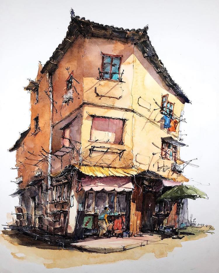 Les-aquarelles-de-vieilles-villes-de-Qian-Shi-10