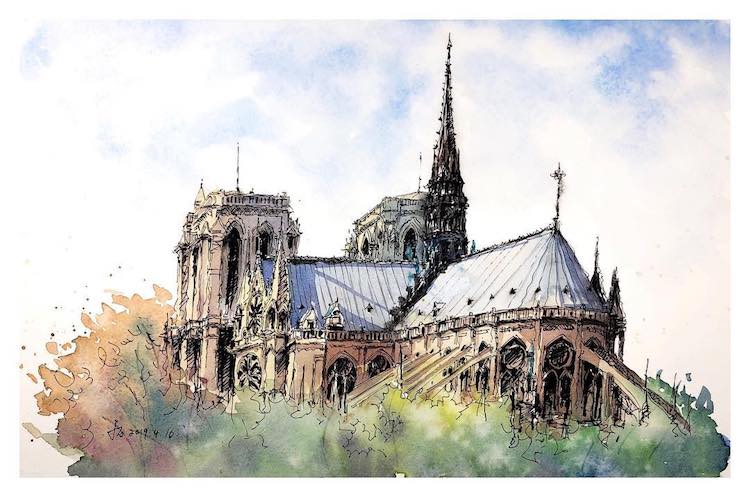 Les-aquarelles-de-vieilles-villes-de-Qian-Shi-11