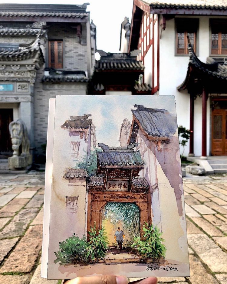 Les-aquarelles-de-vieilles-villes-de-Qian-Shi-14