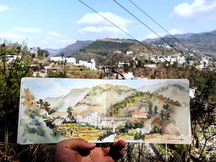 Les-aquarelles-de-vieilles-villes-de-Qian-Shi-19