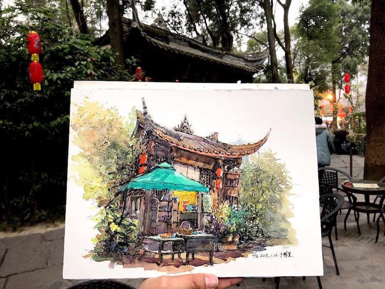Les-aquarelles-de-vieilles-villes-de-Qian-Shi-2