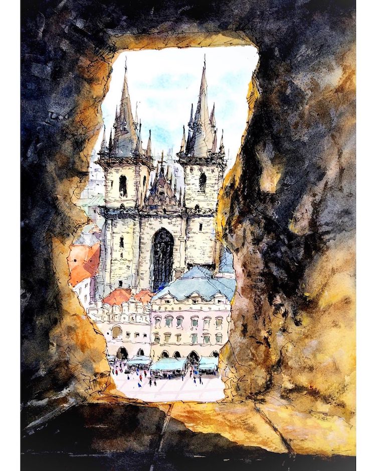 Les-aquarelles-de-vieilles-villes-de-Qian-Shi-20