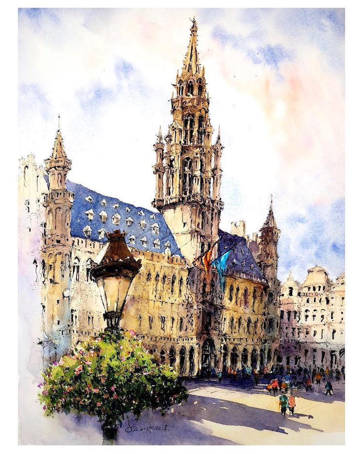Les-aquarelles-de-vieilles-villes-de-Qian-Shi-21