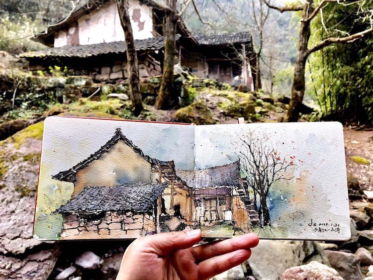 Les-aquarelles-de-vieilles-villes-de-Qian-Shi-5