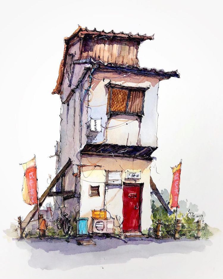Les-aquarelles-de-vieilles-villes-de-Qian-Shi-6