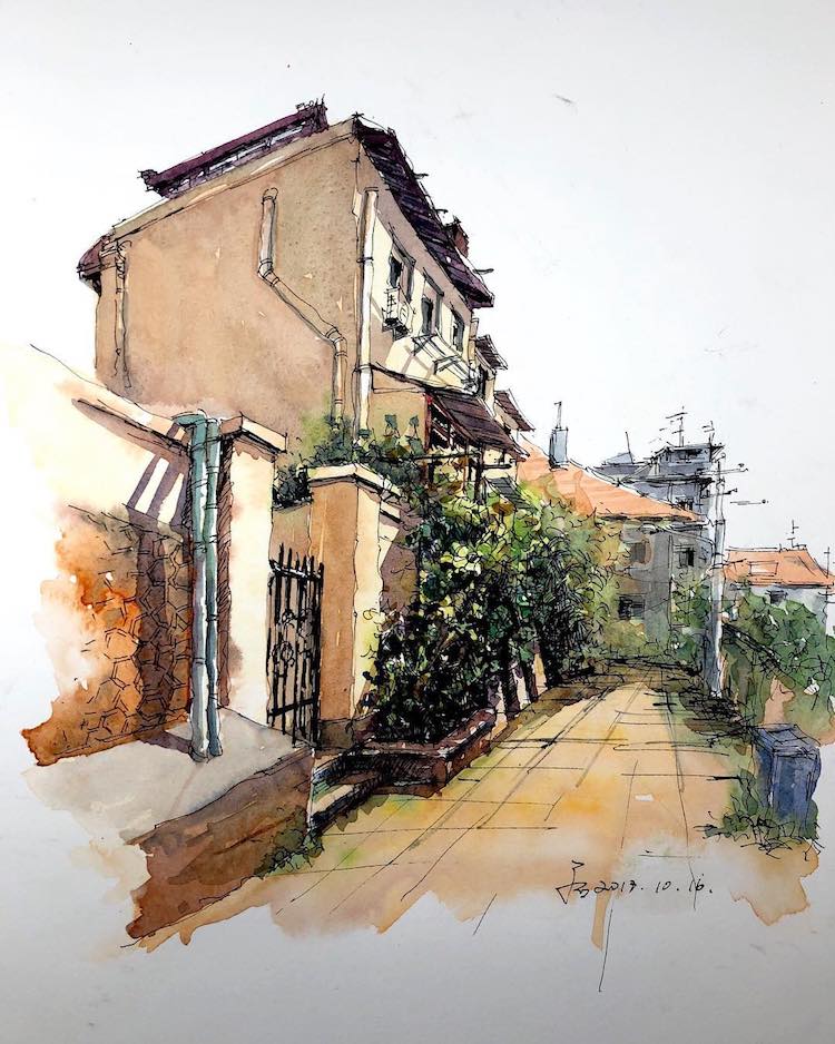 Les-aquarelles-de-vieilles-villes-de-Qian-Shi-7