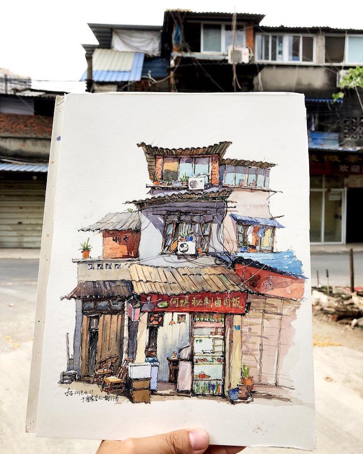 Les-aquarelles-de-vieilles-villes-de-Qian-Shi-8