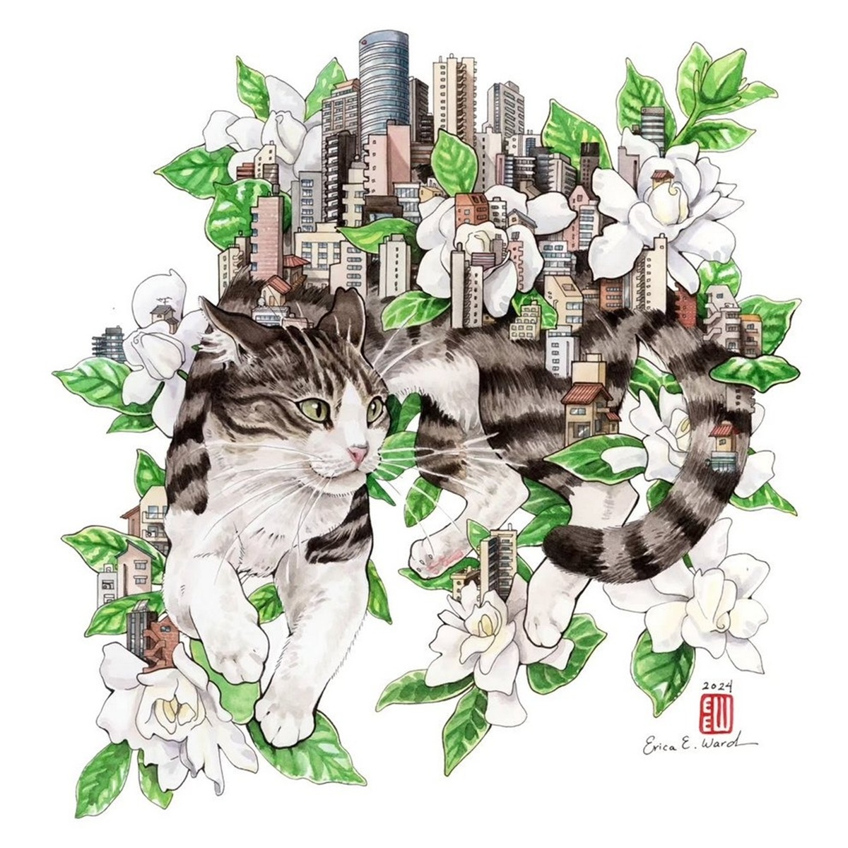 erica-ward-quand-tokyo-devient-aquarelle-et-encre-1