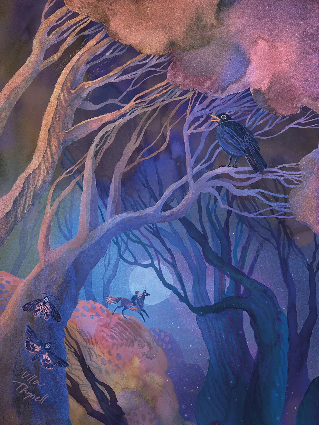 ulla thynell lillustratrice finlandaise qui met des etoiles dans les sous bois aquarelle encre folklore nordique 2