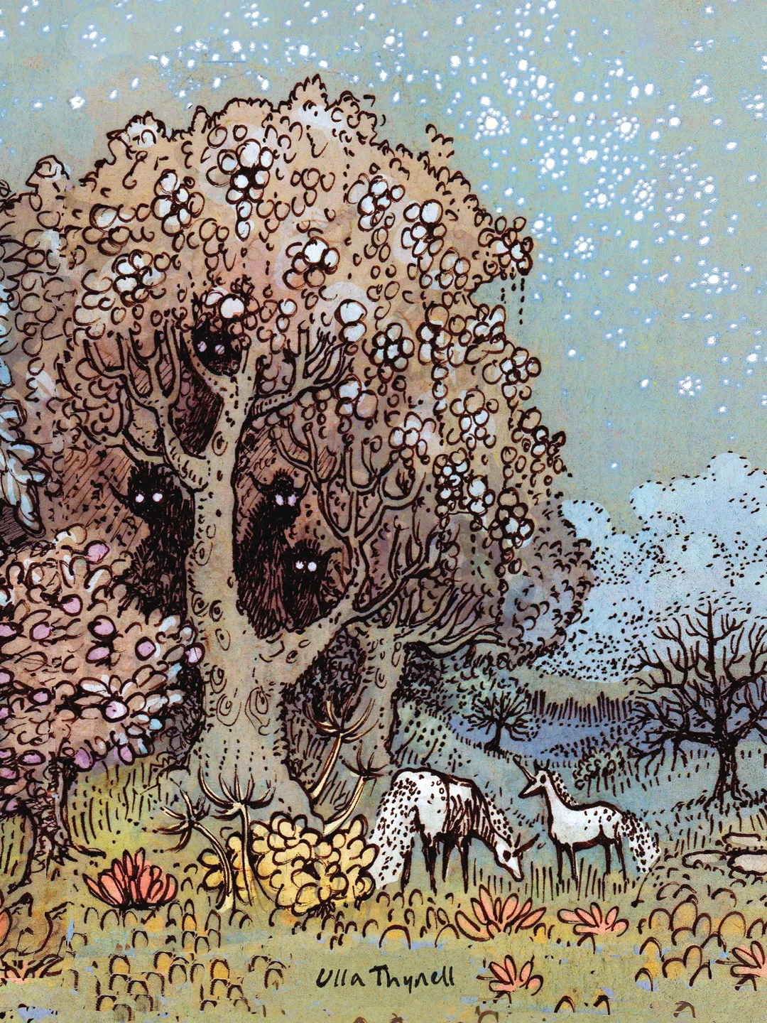 ulla thynell lillustratrice finlandaise qui met des etoiles dans les sous bois aquarelle encre folklore nordique 6