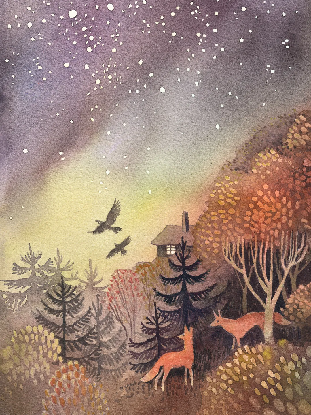 ulla thynell lillustratrice finlandaise qui met des etoiles dans les sous bois aquarelle encre folklore nordique 7
