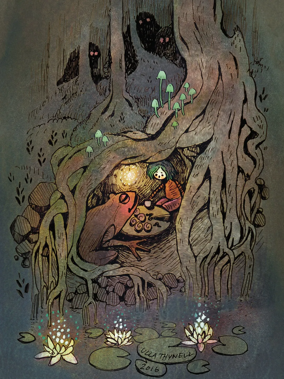 ulla thynell lillustratrice finlandaise qui met des etoiles dans les sous bois aquarelle encre folklore nordique 8